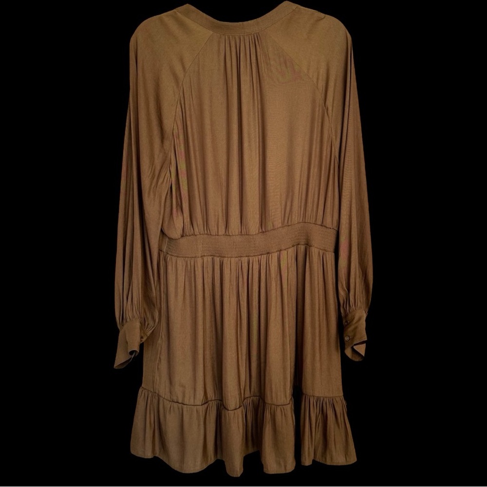 NWT Banana Republic Fit & Flare Tiered Dress Brown Long Sleeve Size 14 - Picture 12 of 13